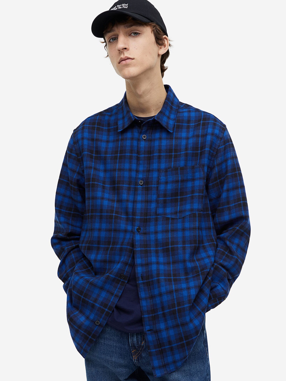 

H&M Regular Fit Flannel Shirt, Blue