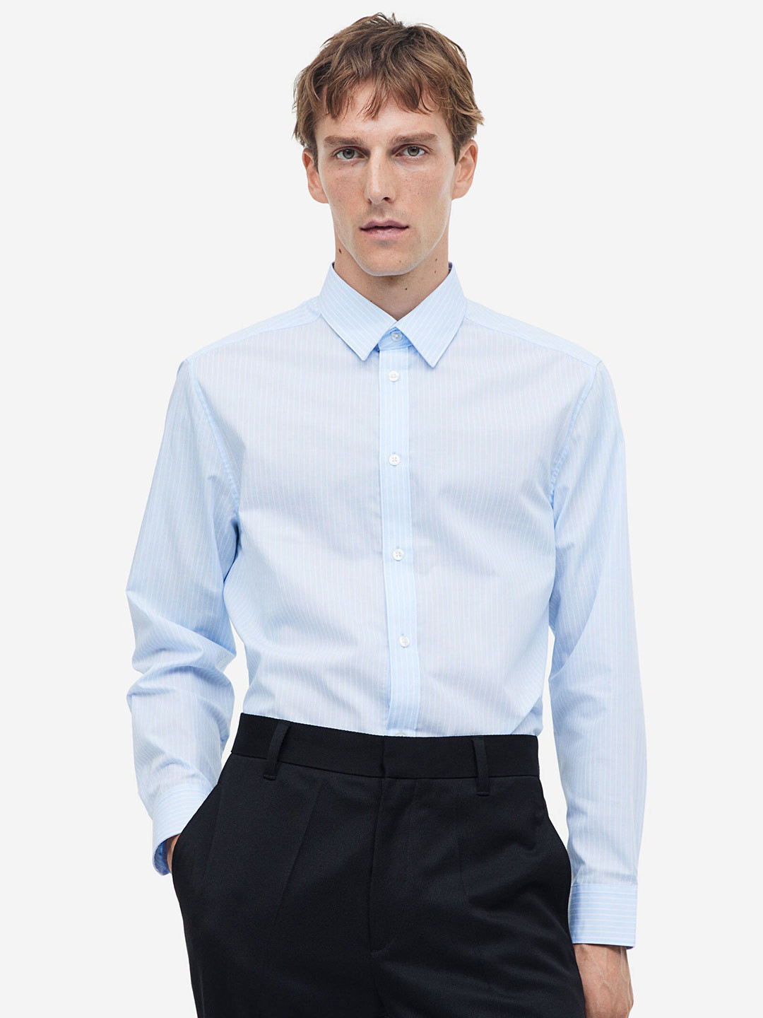 

H&M Regular Fit Easy Iron Shirt, Blue