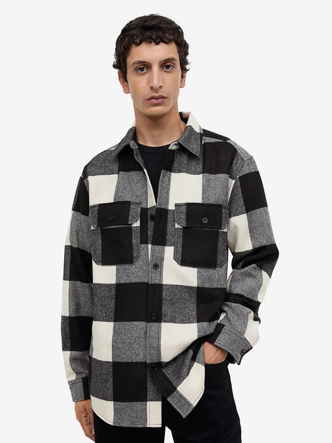 

H&M Twill Overshirt, Black