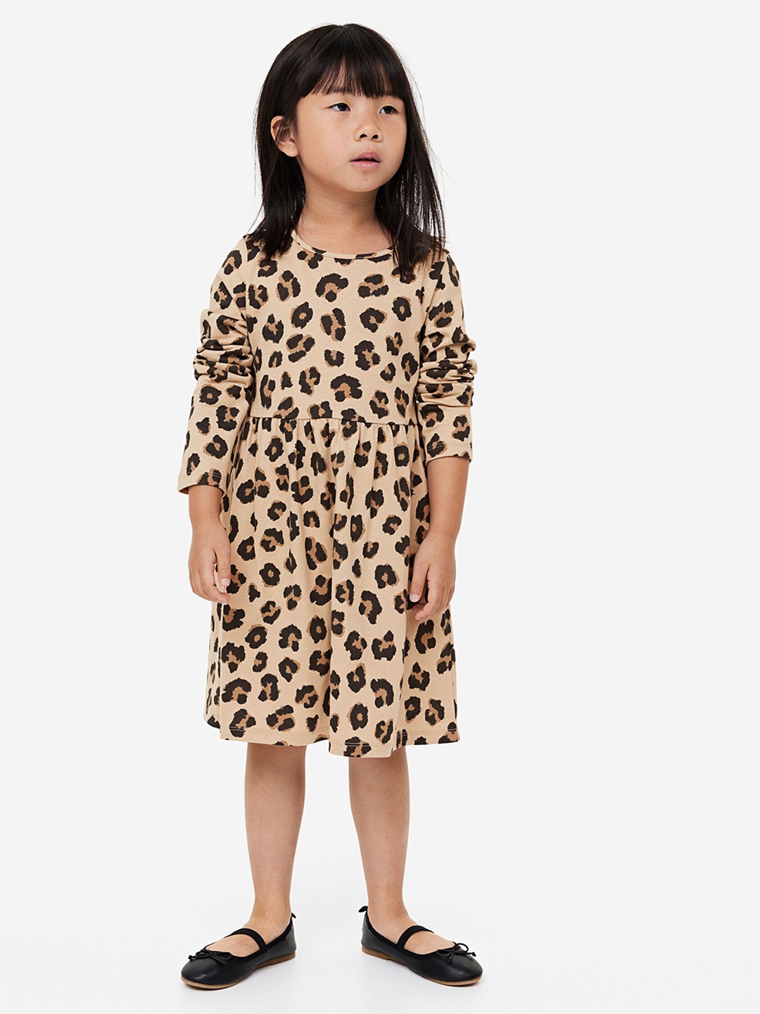 

H&M Girls Cotton Jersey Dress, Beige