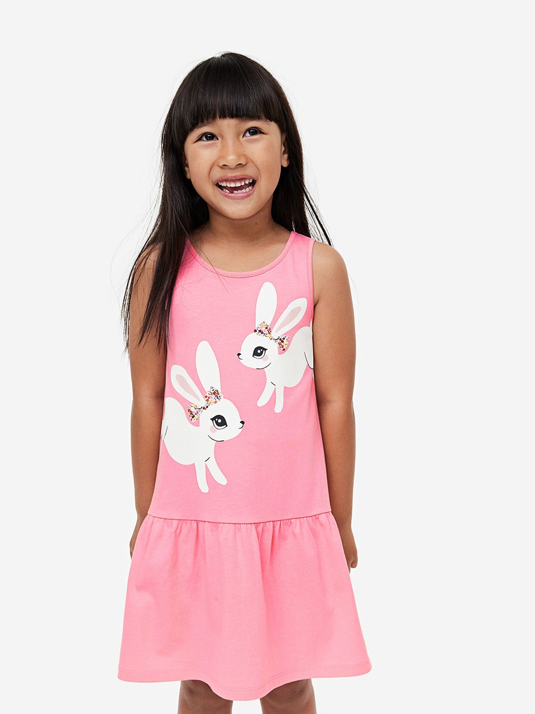 

H&M Girls Patterned Jersey Dress, Pink