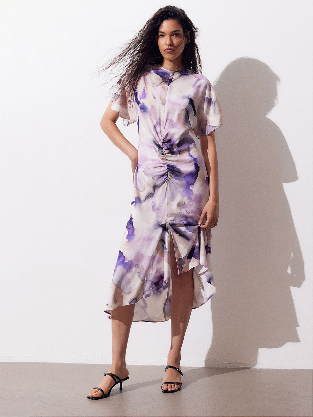 

H&M Slit Sleeved Dress, Purple