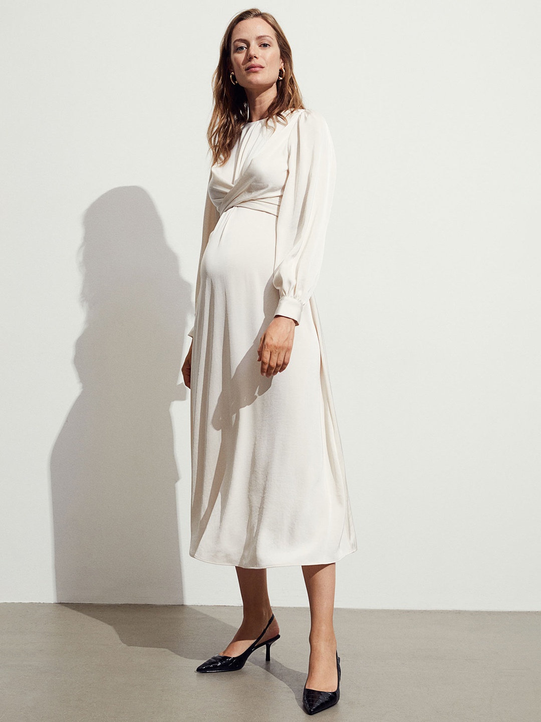 

H&M MAMA Satin Dress, White