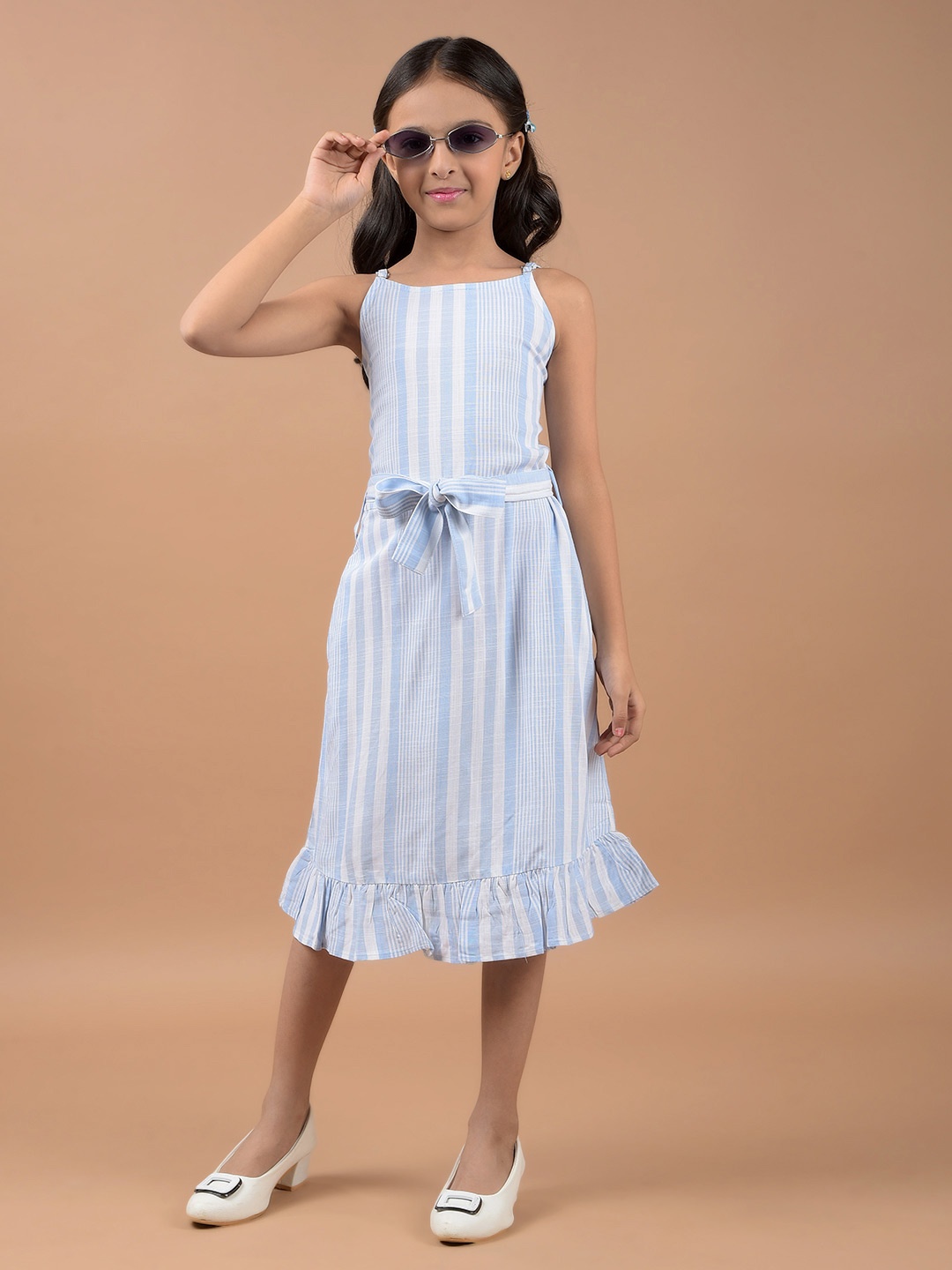 

Crimsoune Club Striped Fit & Flare Dress, Blue