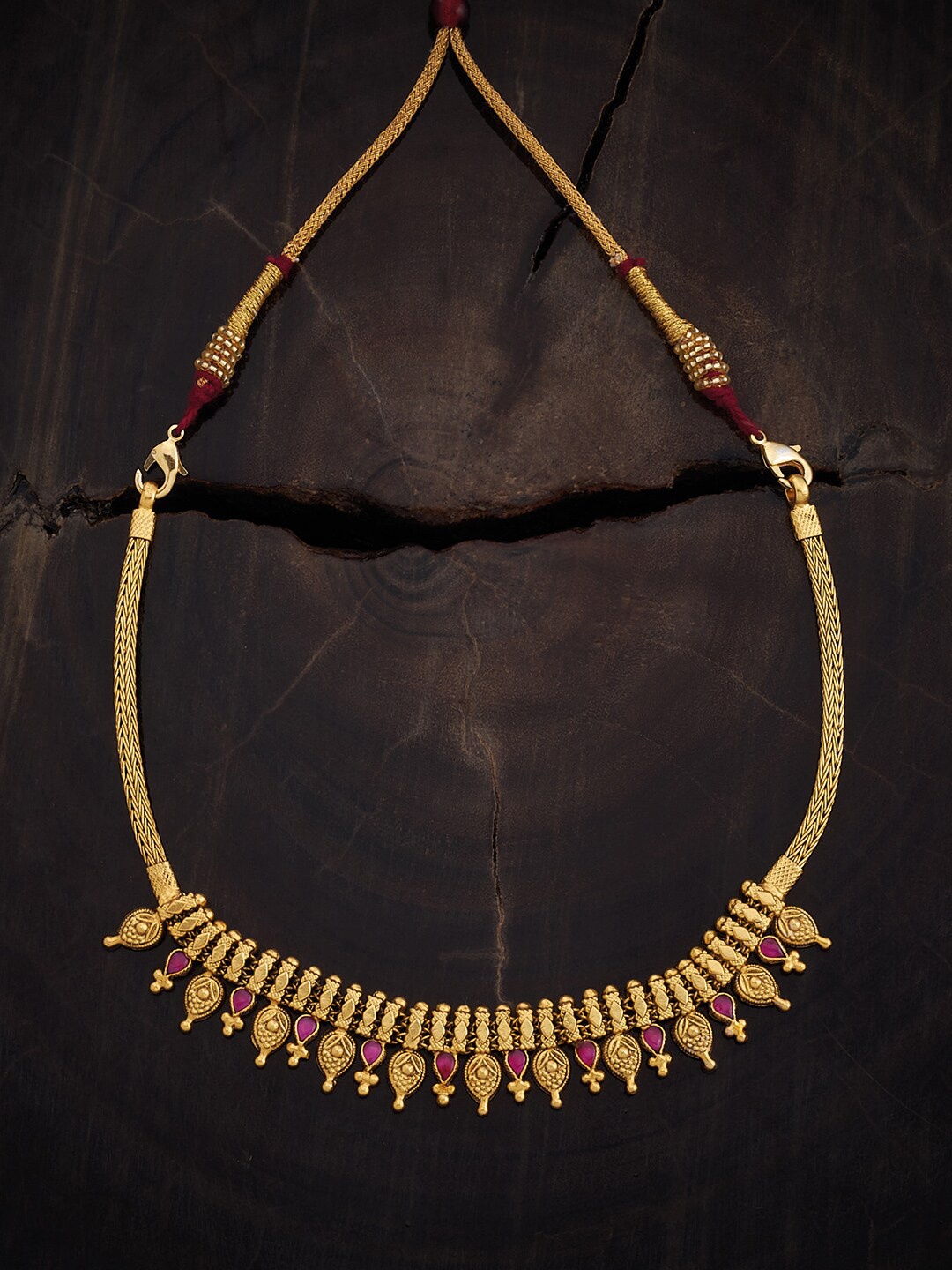 

Kushal's Fashion Jewellery Silver Gold-Plated Temple Necklace