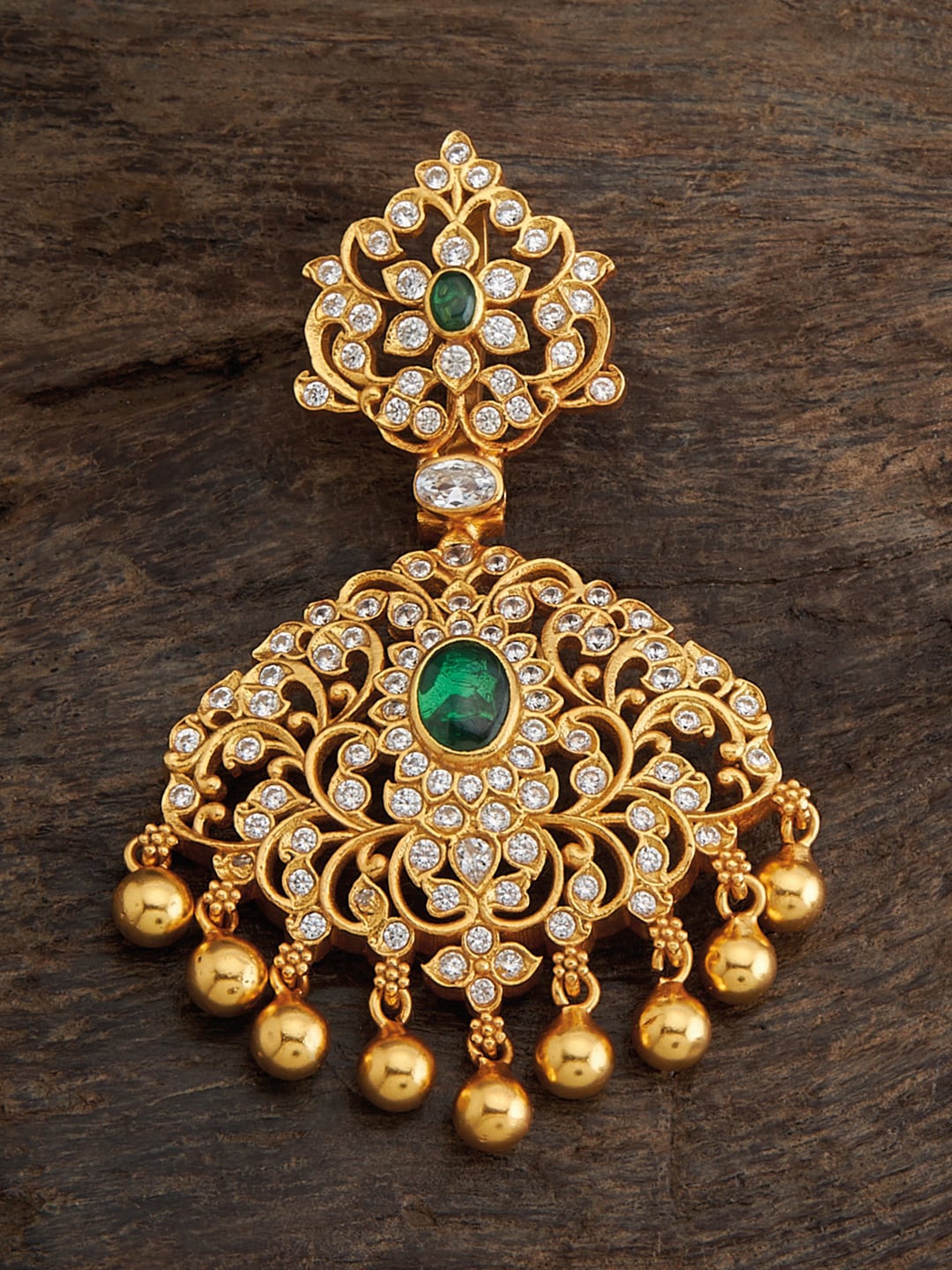 

Kushal's Fashion Jewellery 92.5 Pure Silver Gold-plated Stone-studded Pendant