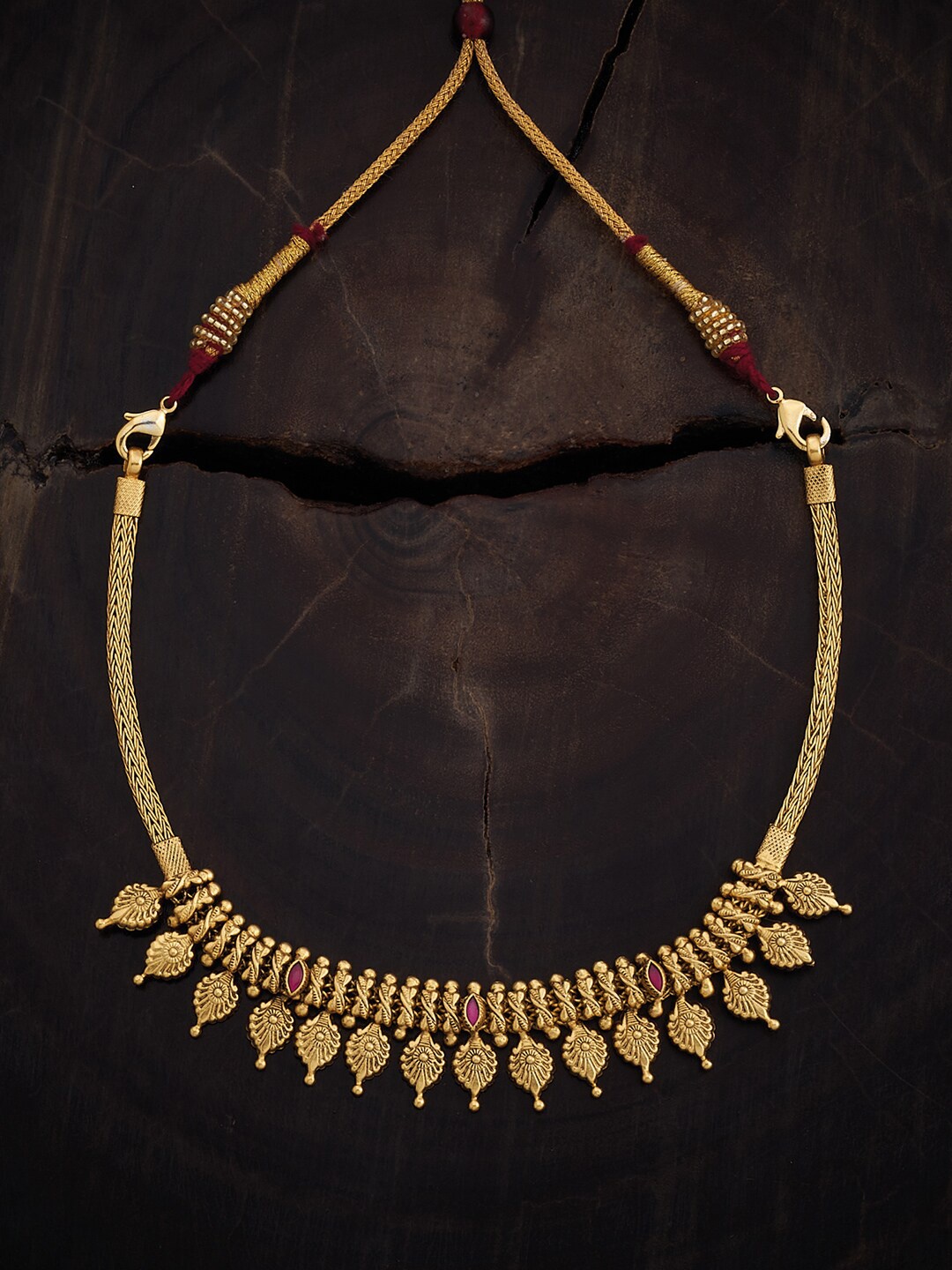

Kushal's Fashion Jewellery Silver Gold-Plated Temple Necklace