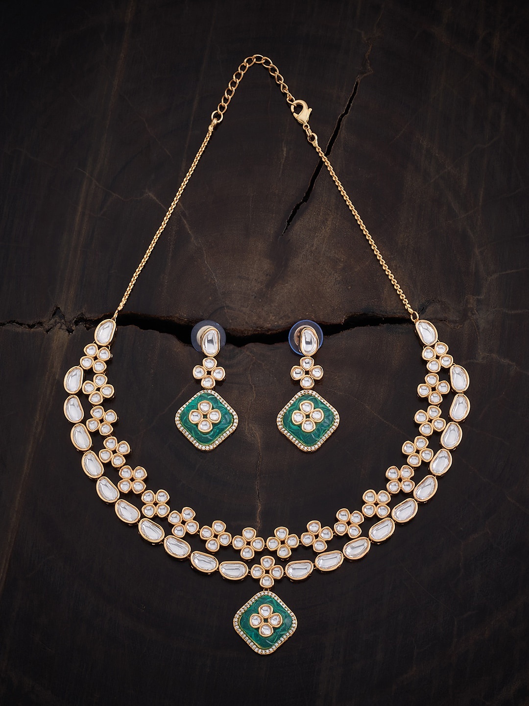 

Kushal's Fashion Gold-Plated Kundan Studded Jewellery Set, Sea green