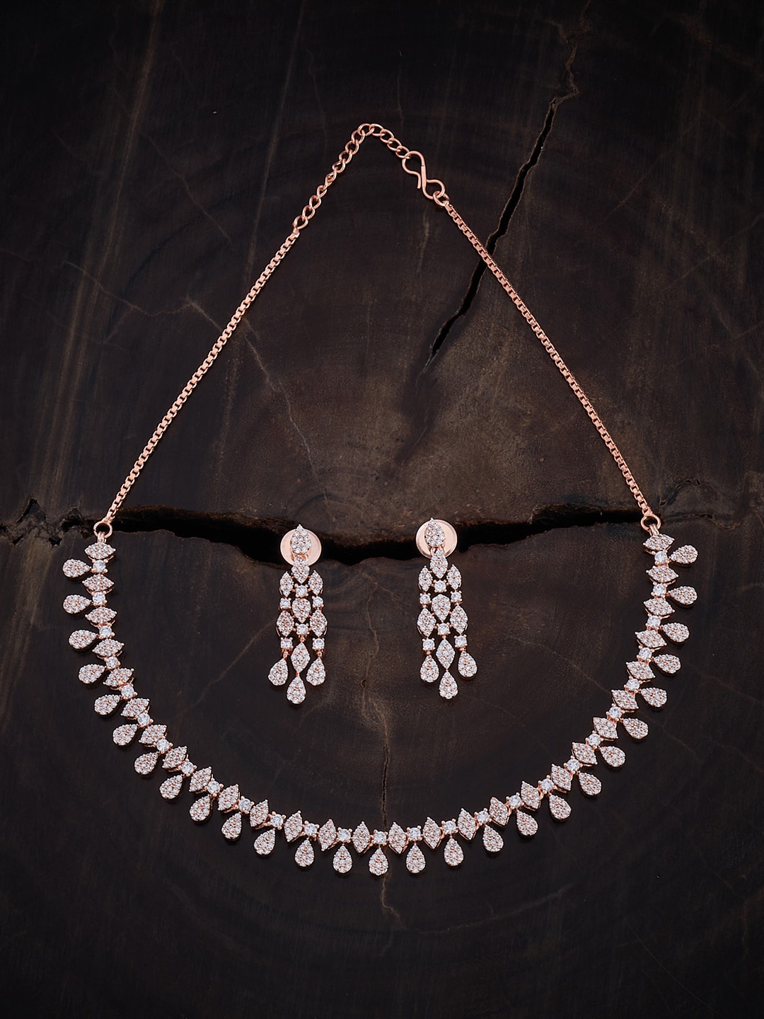 

Kushal's Fashion Rose Gold-Plated Kundan Studded Jewellery Set, White