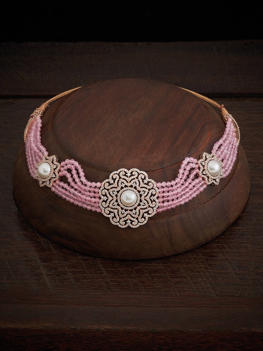 

Kushal's Fashion Jewellery Rose Gold-Plated Zircon Studded Choker Necklace