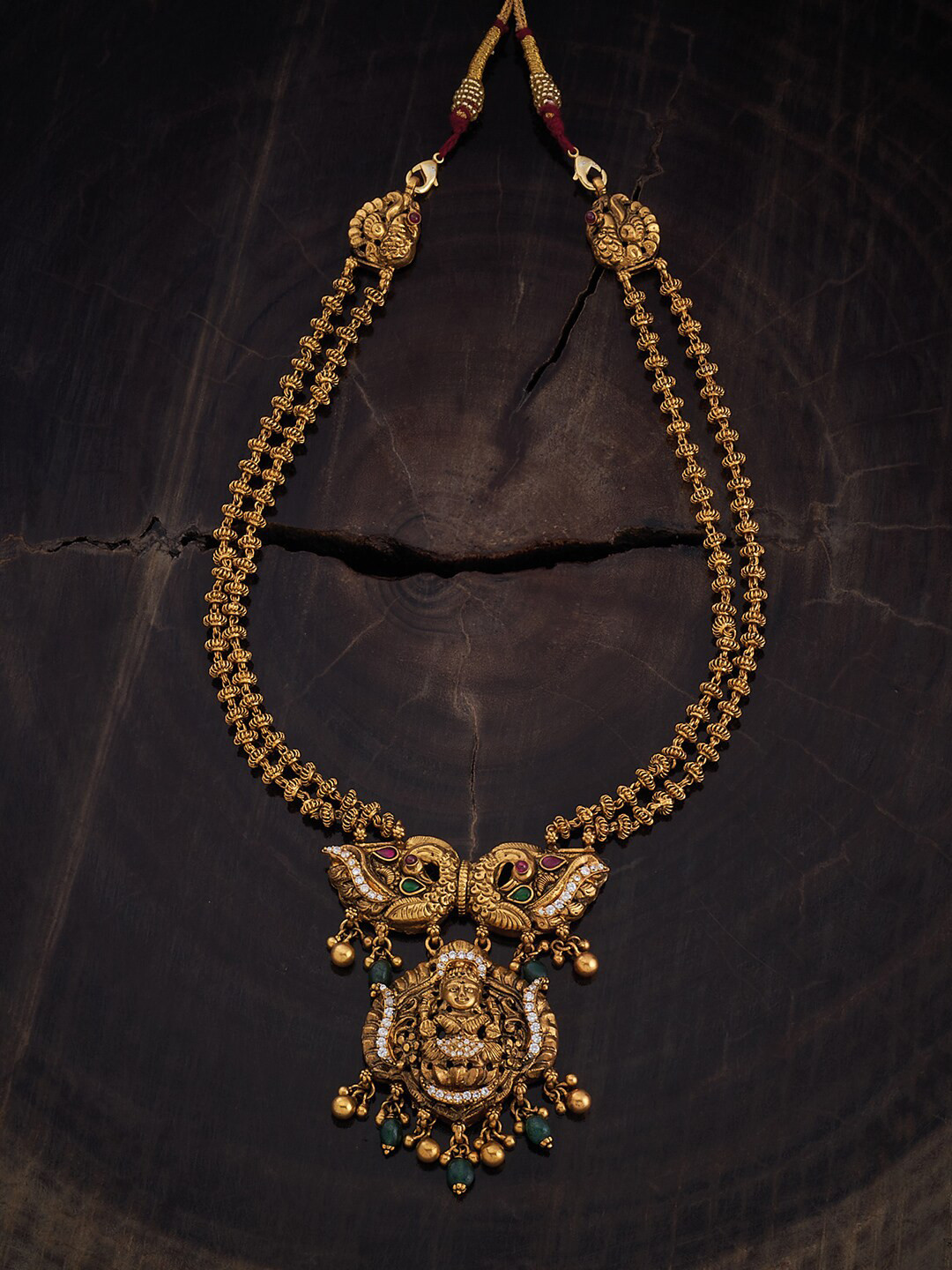

Kushal's Fashion Jewellery Silver Gold-Plated Temple Necklace