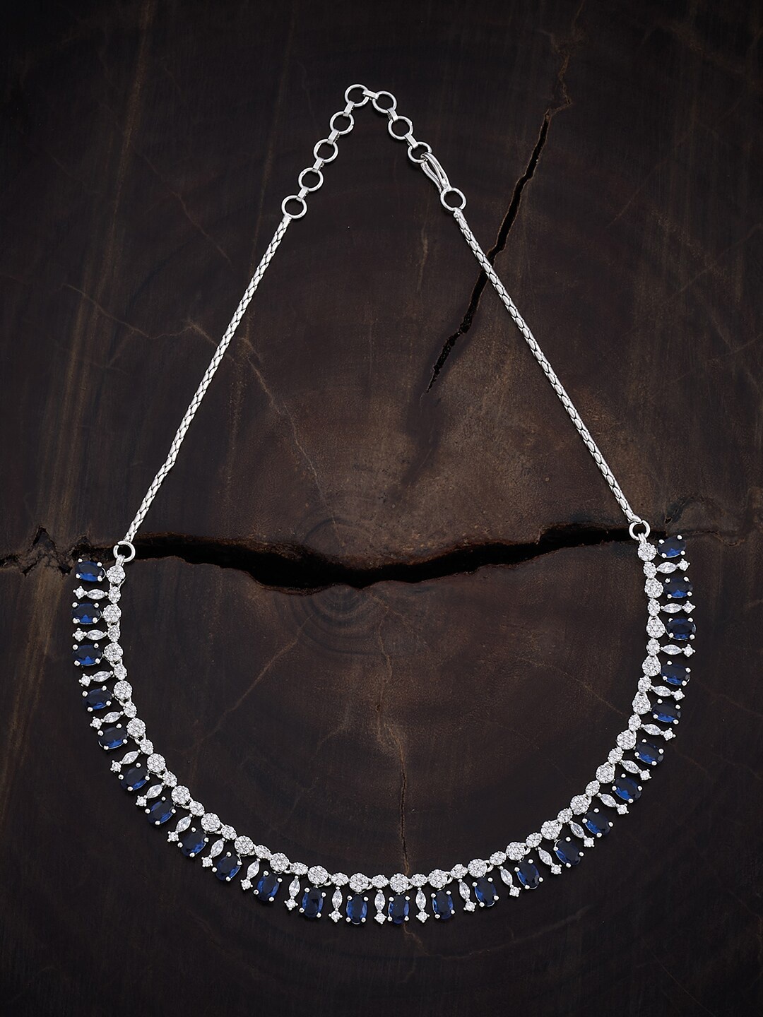 

Kushal's Fashion Jewellery Rhodium-Plated Zircon Studded Necklace, Silver