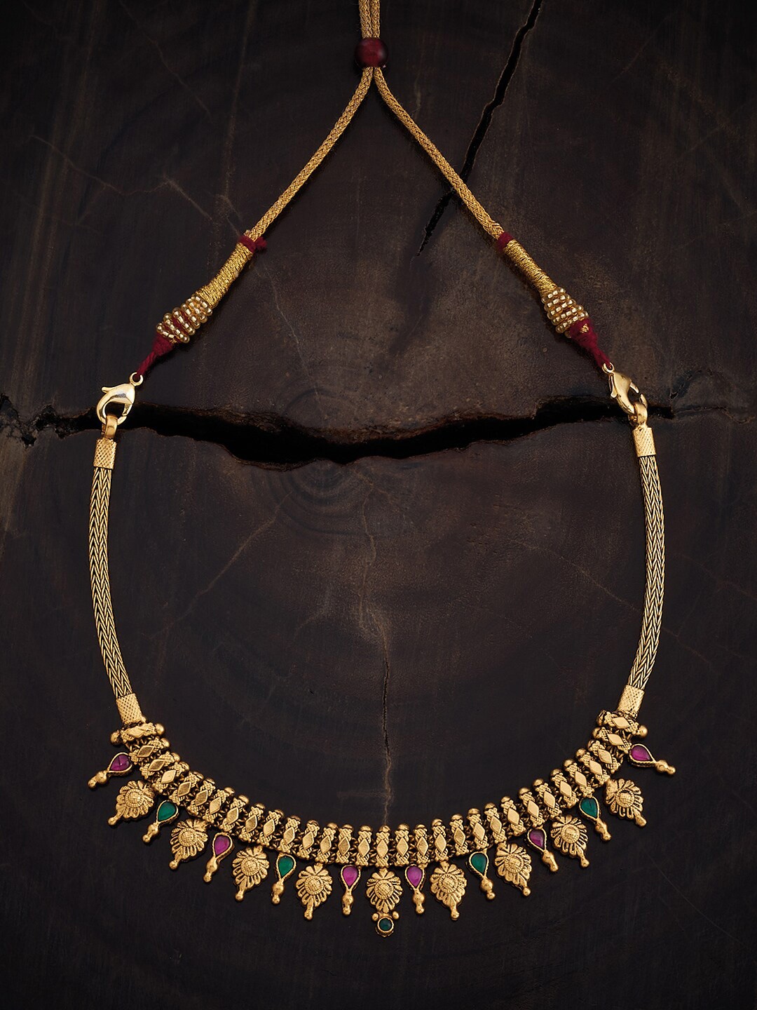 

Kushal's Fashion Jewellery Silver Gold-Plated Temple Necklace
