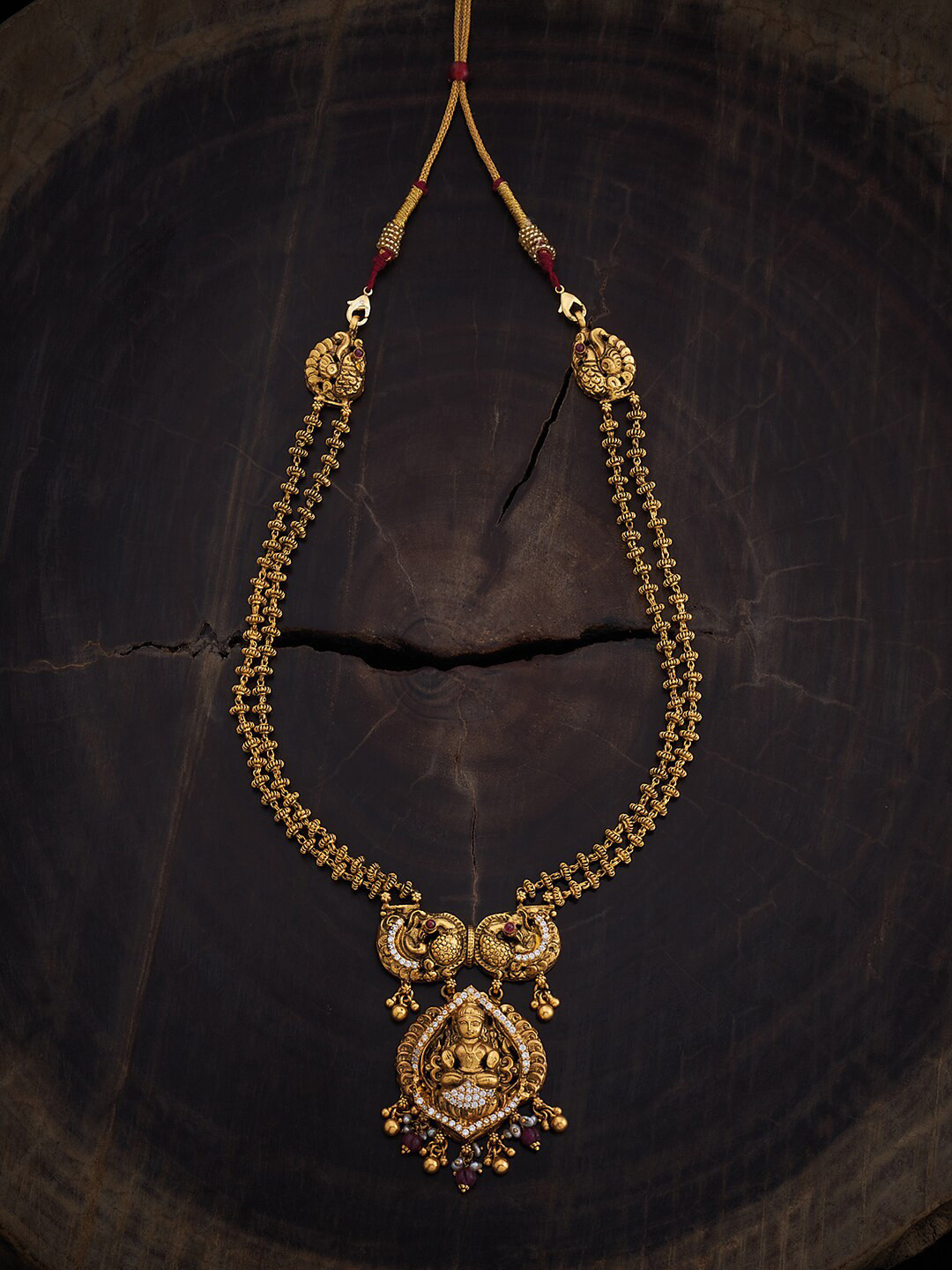 

Kushal's Fashion Jewellery 92.5 Pure Silver Gold Plated Stone Studded & Beaded Necklace