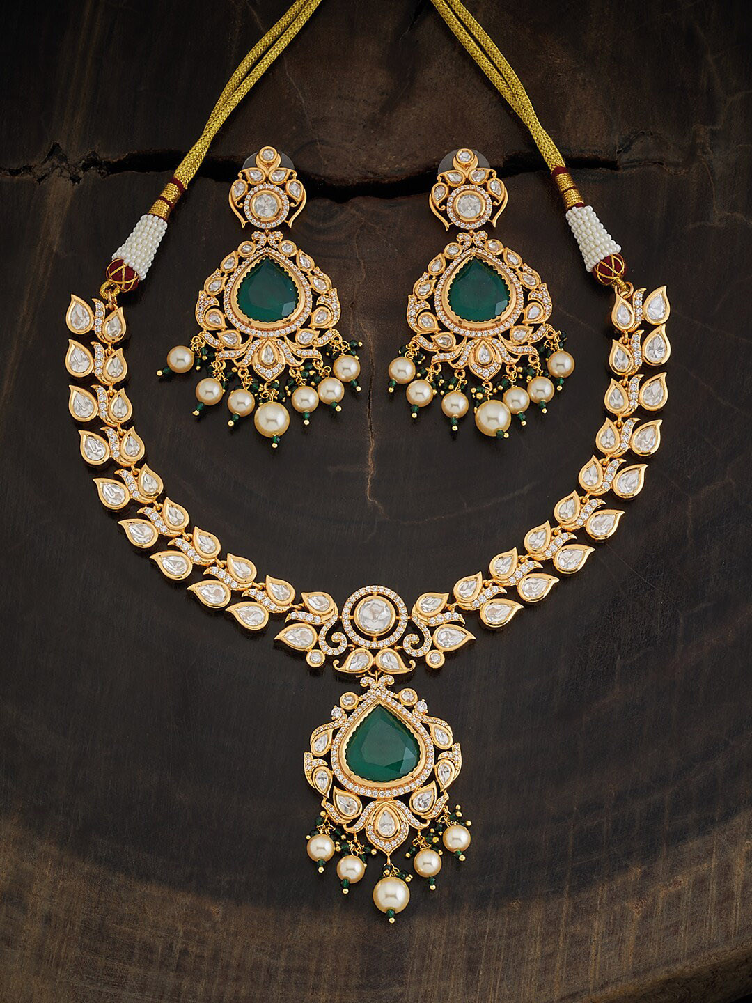 

Kushal's Fashion Jewellery Kundan-studded & Beaded Jewellery Set, Gold