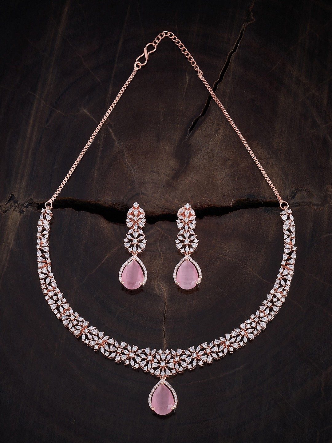 

Kushal's Fashion Jewellery Rose Gold-Plated Zircon-Studded Jewellery Set