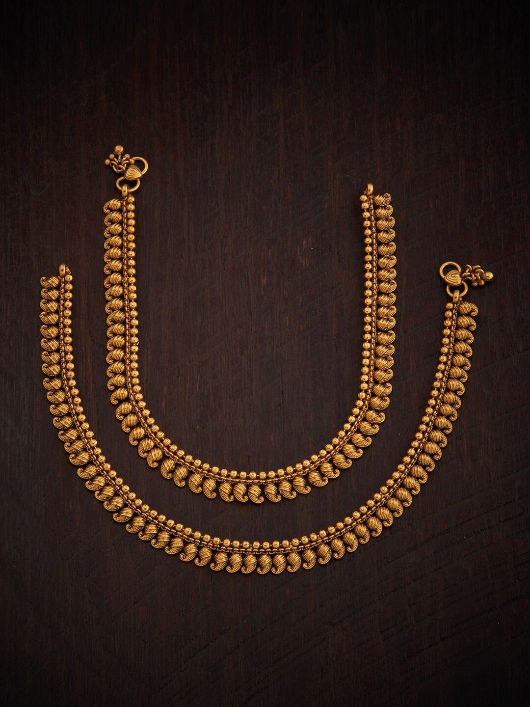 

Kushal's Fashion Jewellery Gold-Plated Antique Anklets