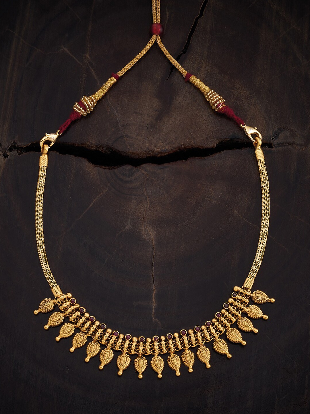 

Kushal's Fashion Jewellery 92.5 Pure Silver Gold-Plated Temple Necklace