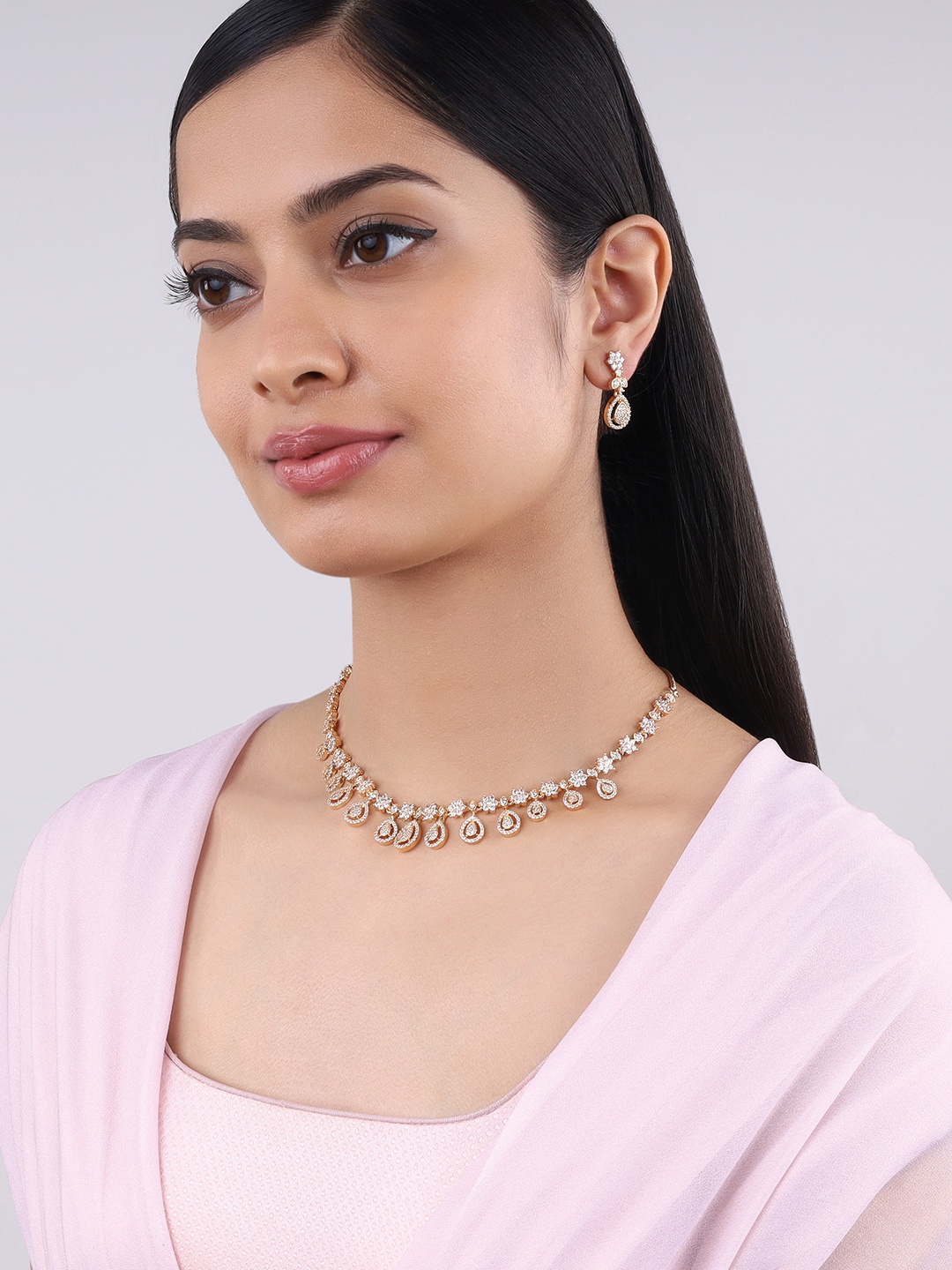 

Kushal's Fashion Jewellery Gold-Plated Zircon-studded Jewellery Set