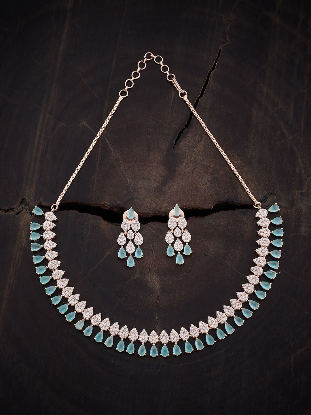 

Kushal's Fashion Jewellery Rose Gold-Plated Cubic Zirconia Stone Studded Jewellery Set