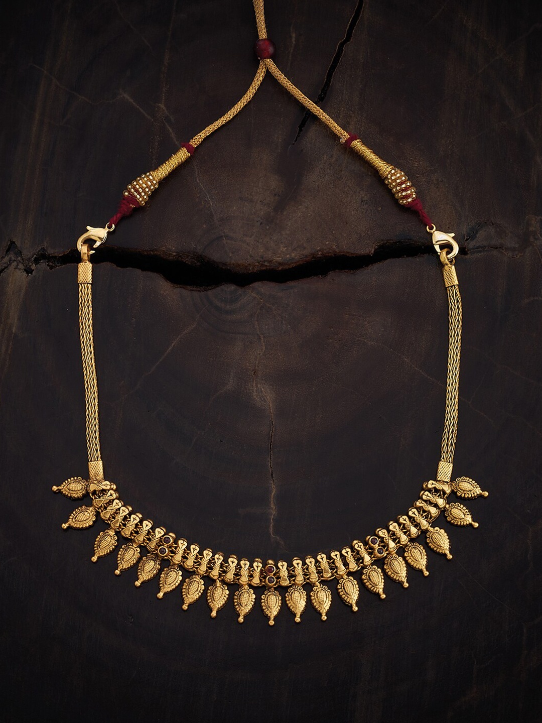 

Kushal's Fashion Jewellery 92.5 Silver Gold-Plated Temple Necklace
