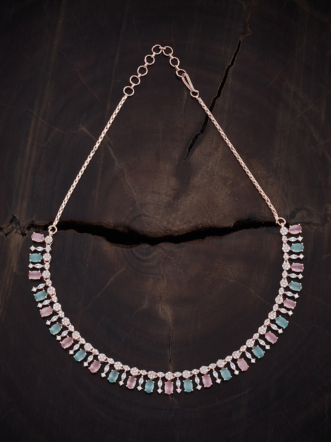 

Kushal's Fashion Jewellery Rose Gold-Plated Zircon Studded Necklace