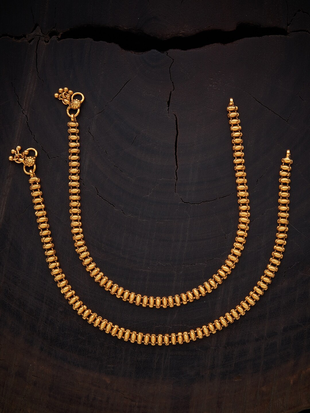 

Kushal's Fashion Jewellery Gold-Plated Antique Anklets