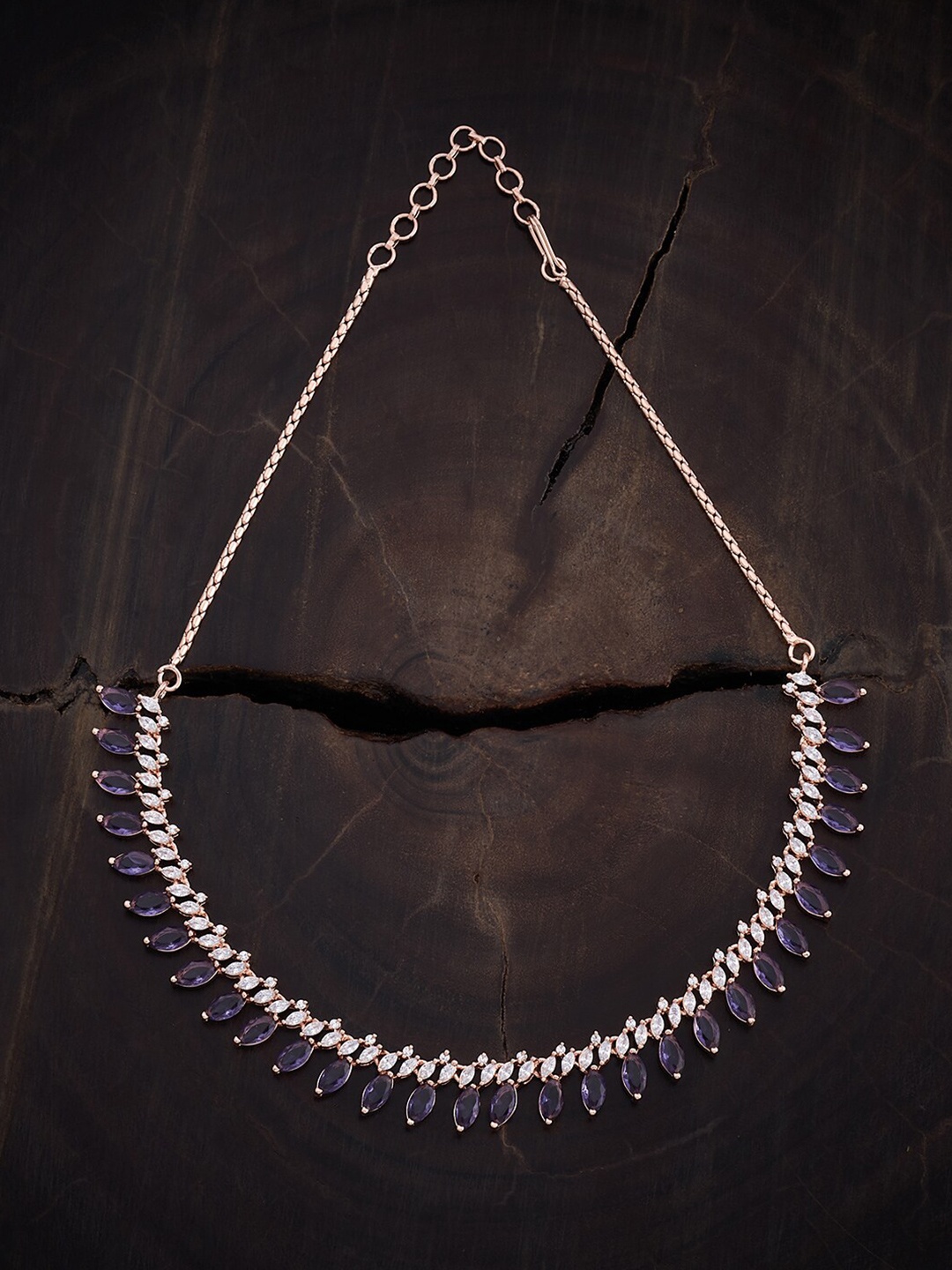

Kushal's Fashion Jewellery Rose Gold-Plated Cubic Zirconia-Studded Copper Necklace