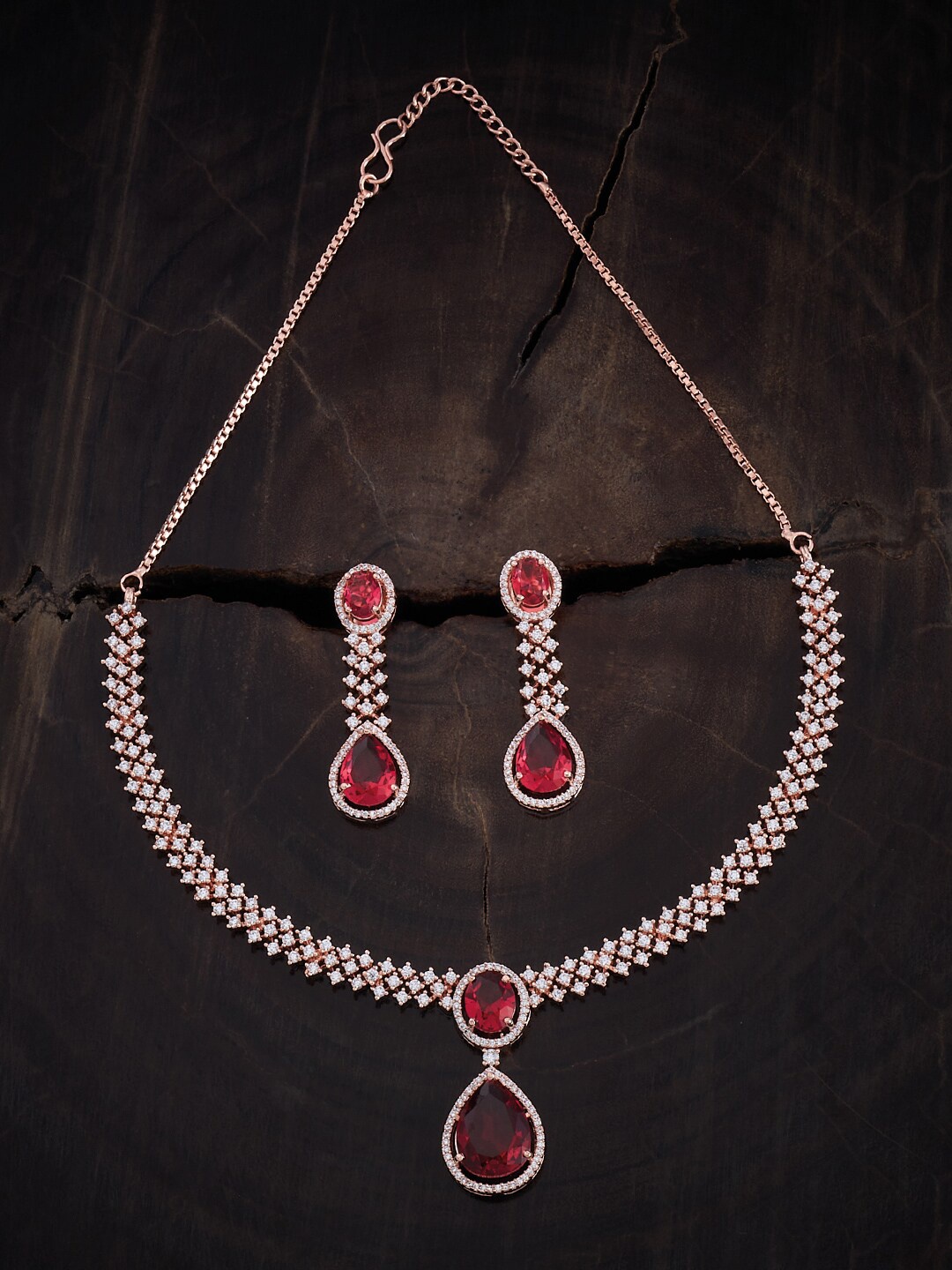 

Kushal's Fashion Jewellery Rose Gold-Plated Zircon-studded Jewellery Set