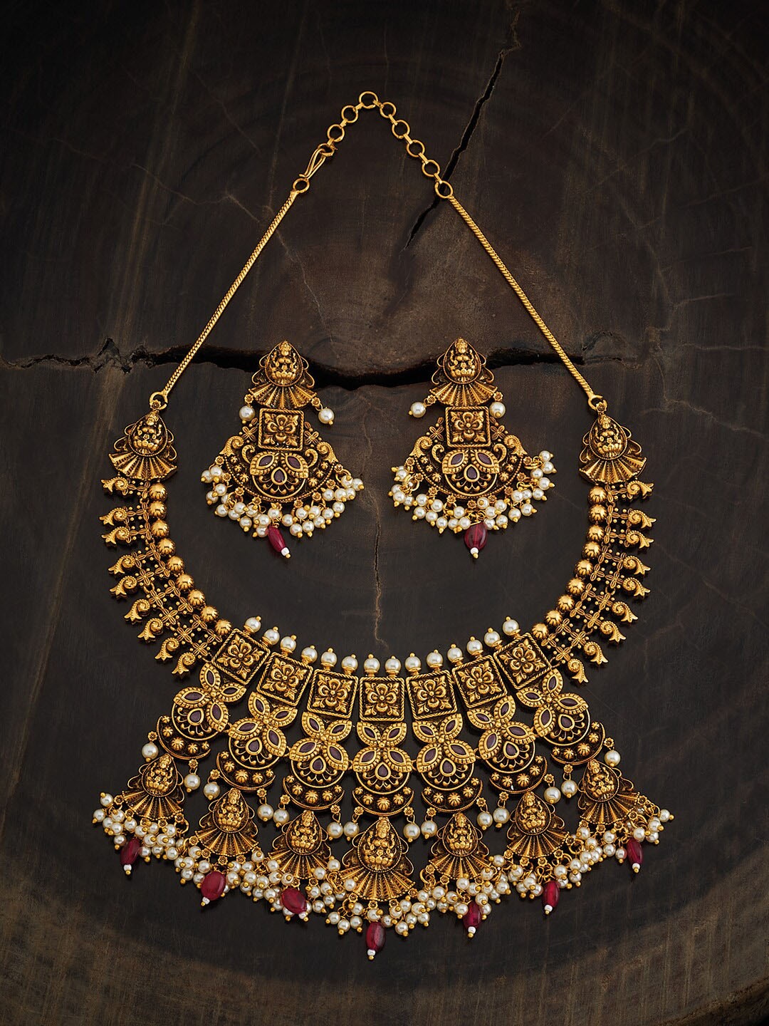 

Kushal's Fashion Jewellery Gold-Plated Stone-studded Jewellery Set