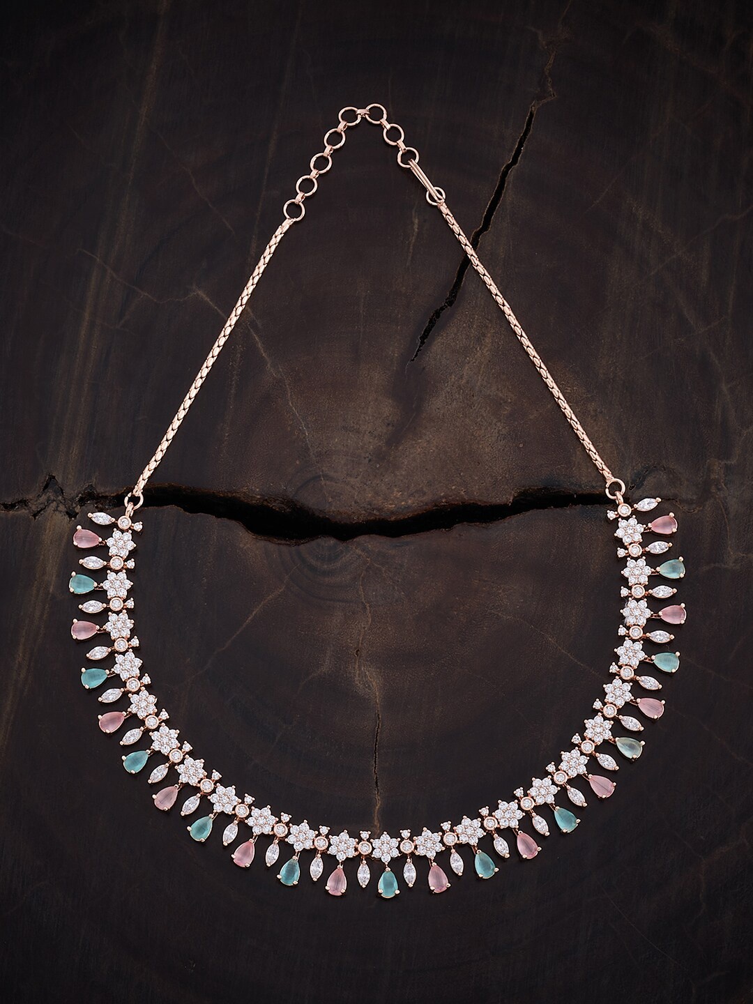 

Kushal's Fashion Jewellery Rose Gold-Plated Zircon Studded Necklace