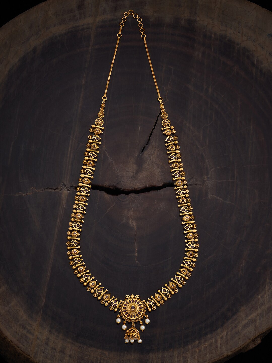 

Kushal's Fashion Jewellery Gold-Plated Ruby-Studded Copper Antique Necklace