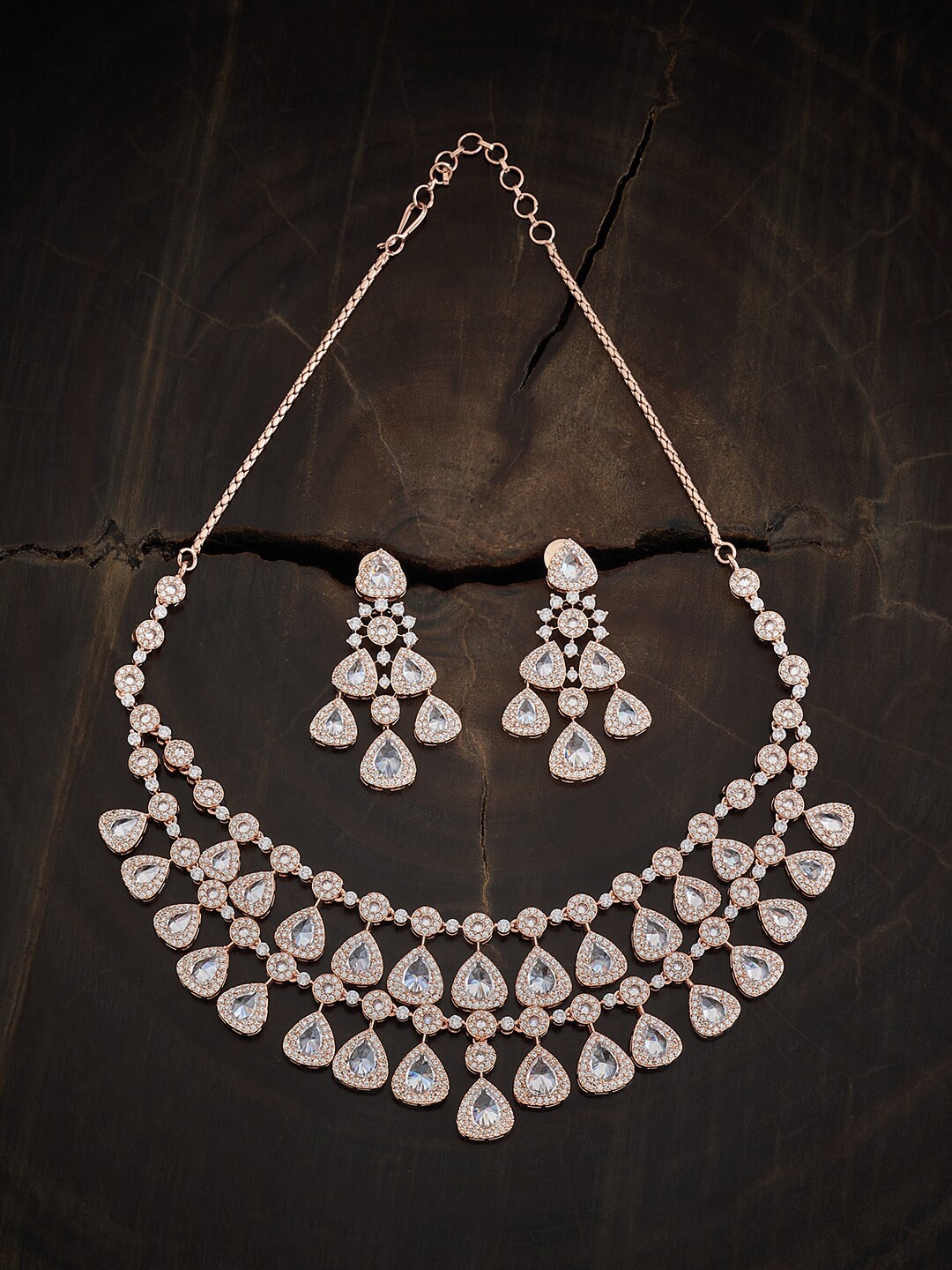 

Kushal's Fashion Jewellery Rose Gold-Plated Zircon-studded Jewellery Set