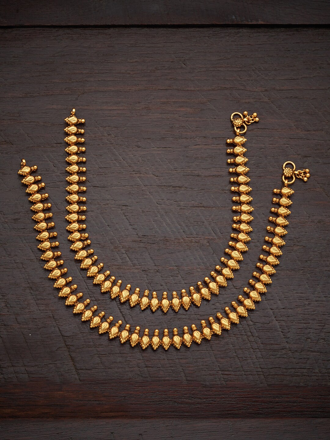 

Kushal's Fashion Jewellery Gold-Plated Antique Anklets