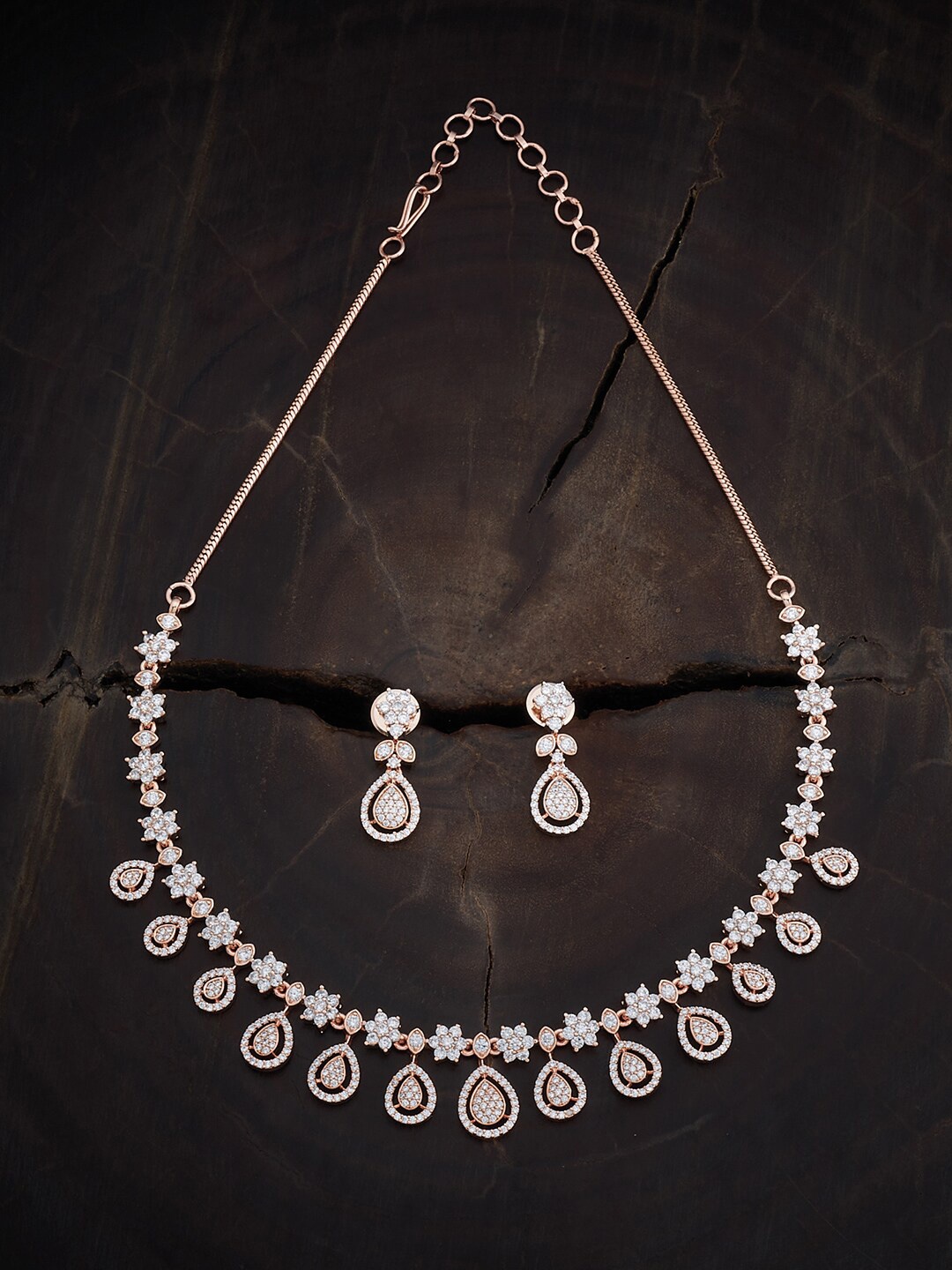 

Kushal's Fashion Jewellery Rose Gold-Plated Zircon-studded Jewellery Set