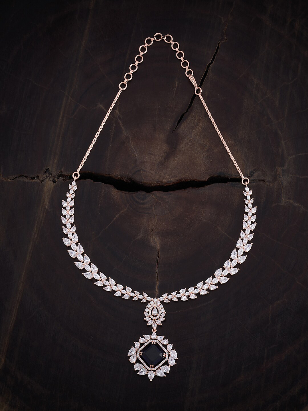 

Kushal's Fashion Jewellery Rose Gold Plated CZ Studded Necklace