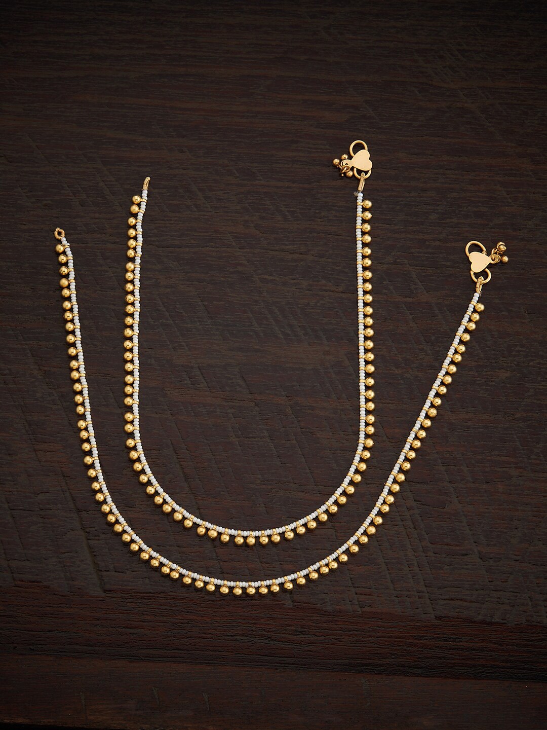 

Kushal's Fashion Jewellery Gold-Plated Beaded Antique Anklets