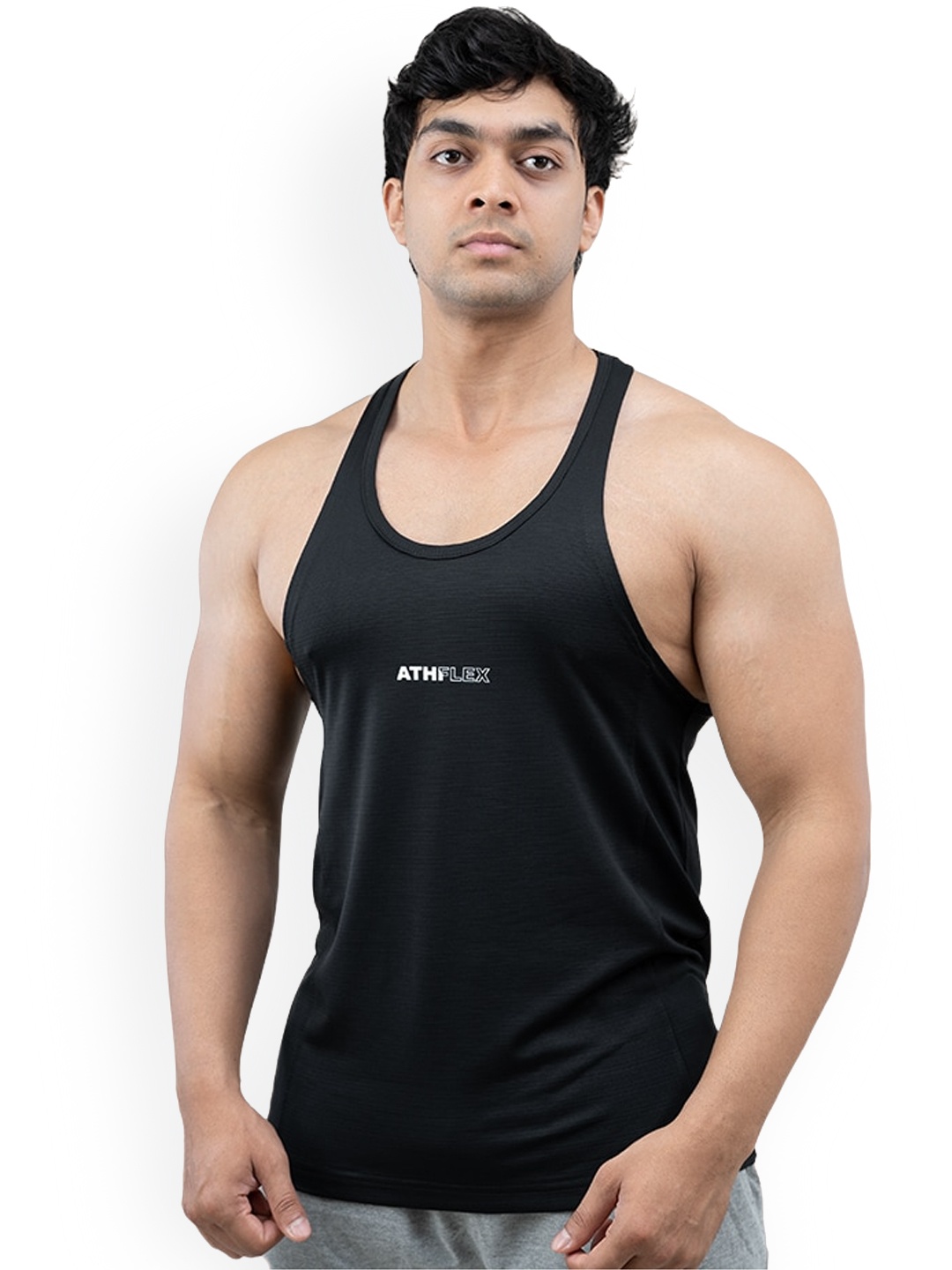 

Athflex Scoop Neck Sleeveless Gym Vest, Black