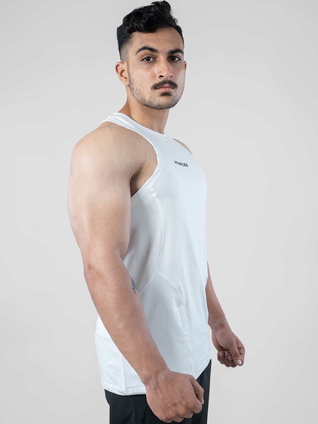 

Athflex Round Neck Sleeveless Sports Gym Vest, White