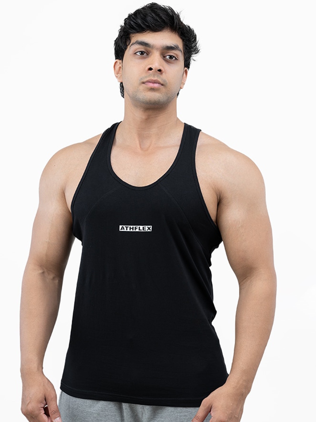

Athflex Scoop Neck Sleeveless Innerwear Cotton Vests, Black