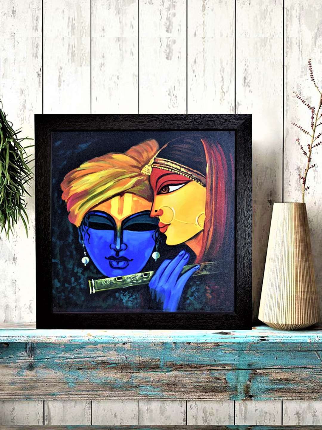 

Gallery99 Blue & Yellow Lord Radha & Krishna Painted Framed Wall Art