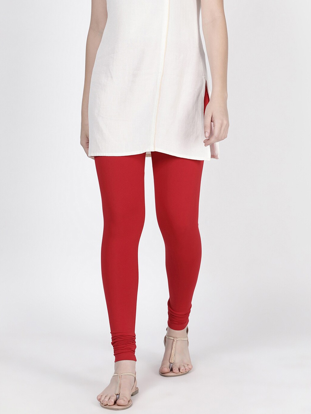 

TWIN BIRDS Churidar-Length Leggings, Red