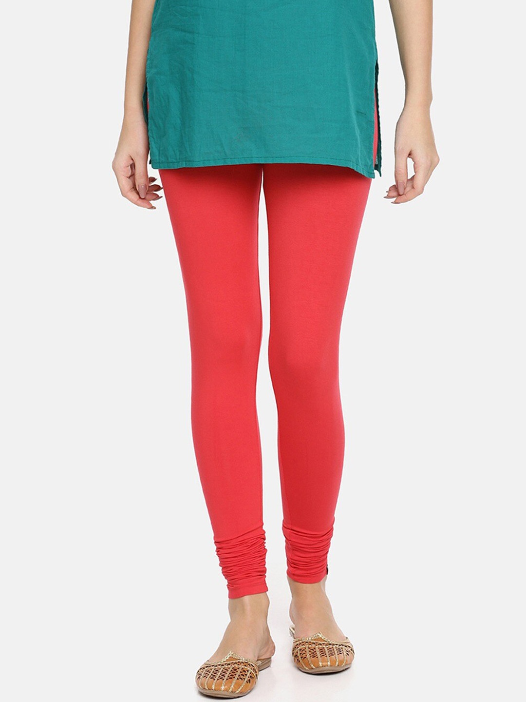 

TWIN BIRDS Churidar-Length Leggings, Red