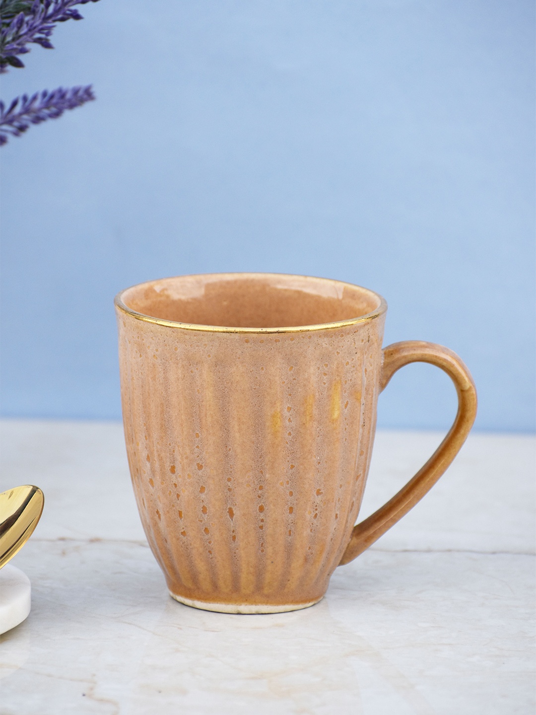 

Folkstorys Beige Textured Ceramic Matte Mug - 500 ML