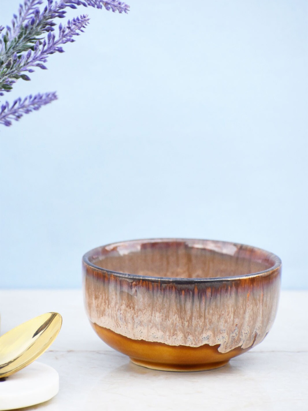 

Folkstorys Folklore Fusion Brown & Beige Textured Ceramic Soup Bowl