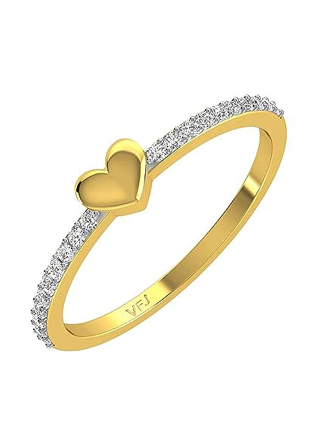 

Vighnaharta Rhodium-Plated CZ-Stone Studded Heart-Shaped Finger Ring, Gold
