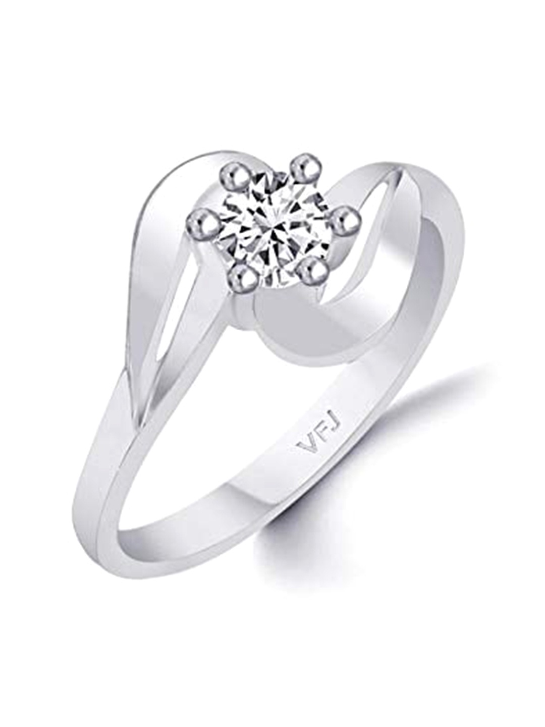 

Vighnaharta Rhodium-Plated Solitaire CZ-Stone Studded Finger Ring, Silver