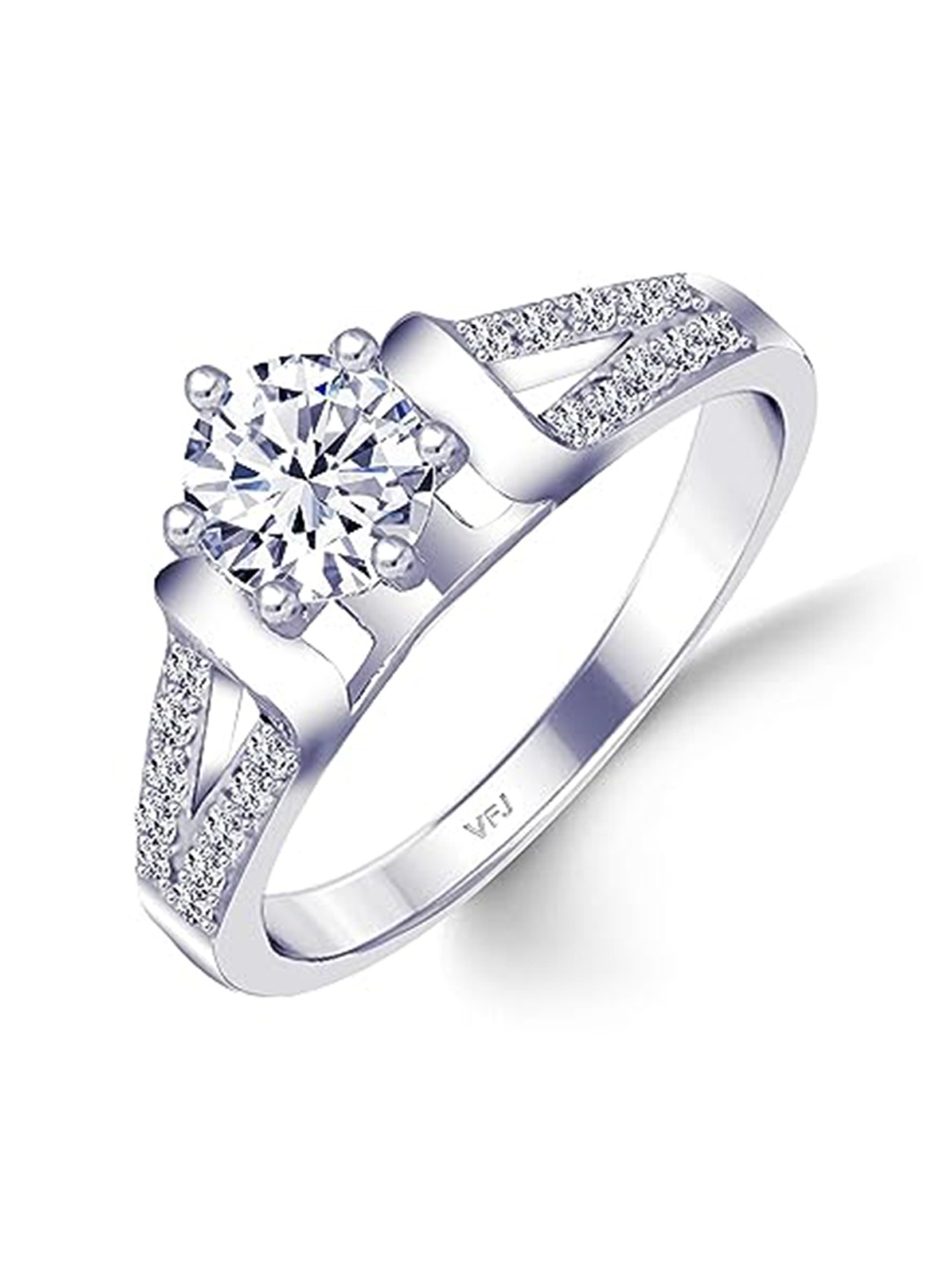 

Vighnaharta Rhodium-Plated Cubic Zirconia-Stone Studded Heart-Shaped Finger Ring, Silver