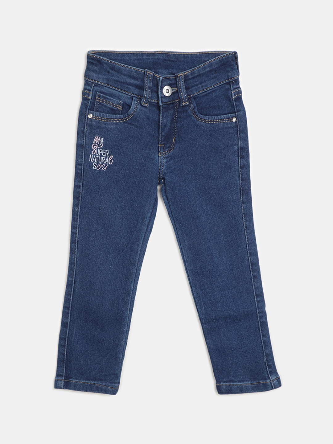 

V-Mart Girls Mid-Rise Clean Look Non Stretchable Cotton Jeans, Blue
