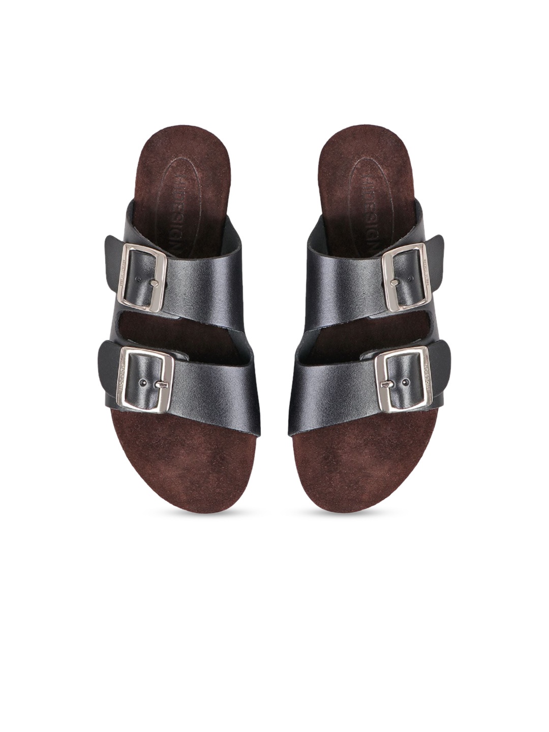 

Hidesign Cersie Buckled Leather Open Toe Flats, Black